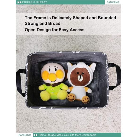 Storage Basket,Nursery Hamper Canvas Laundry Basket Foldable with Waterproof - Picture 6 of 8